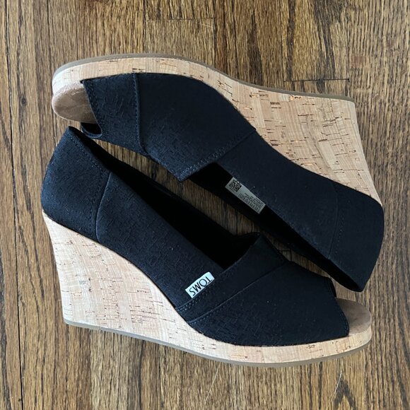 TOMS Women's Classic Espadrille Wedge Peep Toe Sandals EUC Size 9.5 - Picture 6 of 9